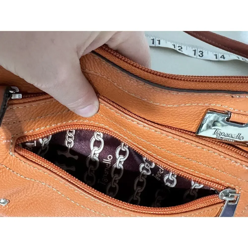 Tignanello Women's Small Pebble Leather Shoulder Crossbody Bag Orange